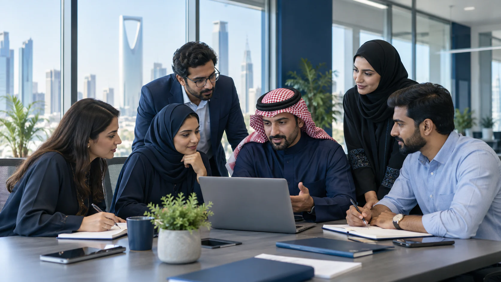 A connected regional technology team collaborating around a client solution